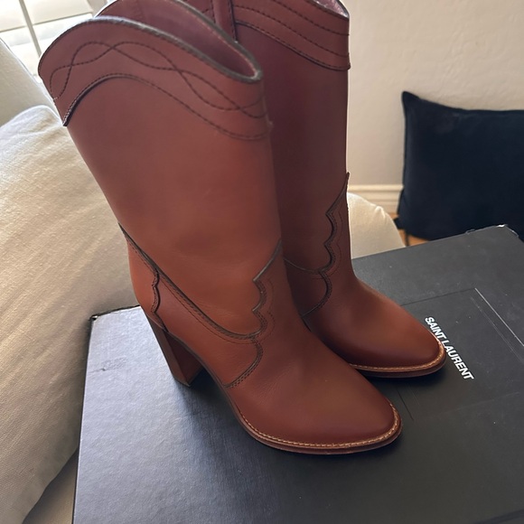 Saint Laurent Kate 90 Tuscan Leather Western Boots - Picture 6 of 12